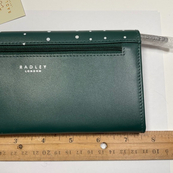 Radley London Dark Green Hole Lotta Fun Wallet Penguin scottie Applique NWT - Picture 4 of 9